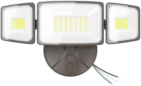 Onforu 55W LED Security Floodlight, 5500LM eave Mount Outdoor Flood Light Fixture Outside, 3 Heads Wall Mount Flood Light Super Bright for Garage