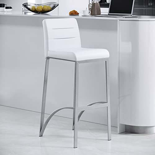 Zuri Furniture Lynx Bar Stool with Metal Base - White