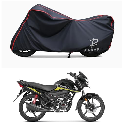 Image of Waterproof Bike Body Cover Compatible for | Honda Livo | Taffeta Fabric, Red Piping Design, Bottom Elastic Fit | Dustproof, Sun UV & Rain Protection for All Bikes