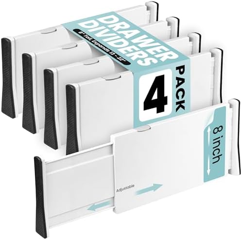 RAPTUROUS Adjustable Drawer Dividers, 8" Tall, Expandable 13.35-2...