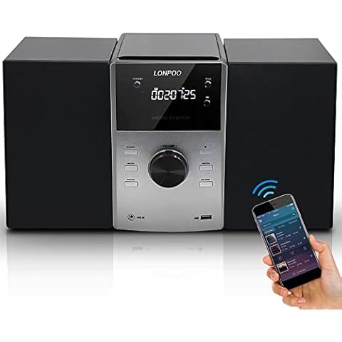 Micro HiFi-System Compact Stereo Systems- CD Player, Bluetooth, FM Radio, AUX-IN, USB playback, 2-Way Clear Sound Music System, DSP-Tech Cover