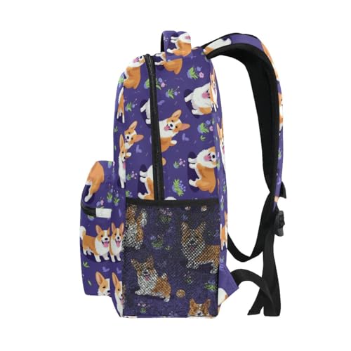 Sac à dos d'écolier grande capacité Violet motif fleuri Corgi S