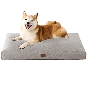EHEYCIGA Cama Perro Grande Viscoelastica, Cama para Perros Ortopedica Lavable con Espuma con Memoria Triturada, Colchon Perro Cojin Perro Impermeable Desmontable, Gris, 89x58x11.5cm