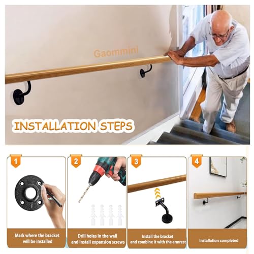 Rampes pour escalier avec ensemble complet de fixation murale robuste - 4