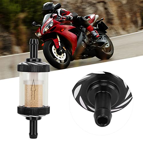 Motorrad-Benzinfilter, Carving Hitzebeständigkeit Motorrad-Kraftstofffilter für Motorräder mit 6 mm Durchmesser(Schwarz)