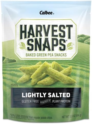 Harvest Snaps Veggie Chips (Green Pea Snack Crisps Lightly Salted, 3.3 oz) | Powered by Plant Protein, Gluten Free, Non-GMO Baked Vegetable Crisps | Made in USA (12 Pack)