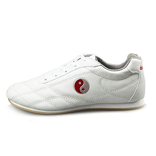 WYUKN Tai Chi Schuhe Damen,Herren Gummisohle Taekwondo-Schuhe Taekwondo-Boxschuhe Aus PU-Leder Karate-Schuhe rutschfeste Tai-Chi-Schuhe Sportschuhe Kampfsport Für Erwachsene Und Kinder,White-45