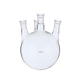 5000ml,24/40,Four Necks,Round Bottom Glass Flask,5L,4-Neck Lab Boiling Bottle