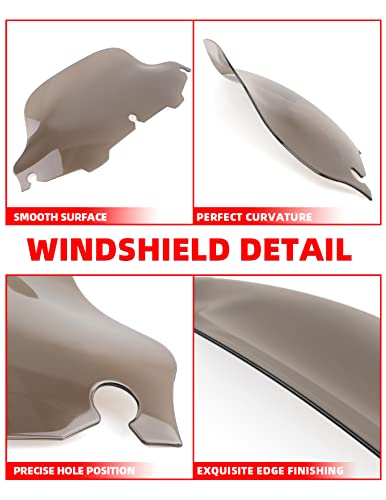 Amazicha Smoke 8" Wave Windshield Windscreen Compatible For Harley Davidson Street Glide Electra Glide Ultra Classic Touring Flht Flhtc Flhx 1996-2013 #TOP3