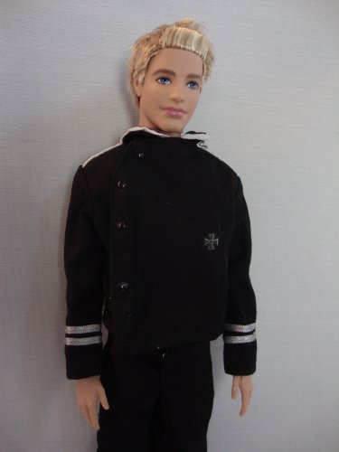 Olivia's Doll Closet 2 Piece Men's Outfit Black Military Style Shirt And Black Pants #TOP5