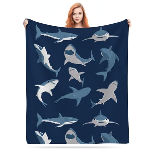 Shark Blanket Soft Warm Throw for Couch - Lightweight Cozy Bed Blankets & Throws for Living Room Decor - Shark Lovers Gifts for Kids Boys 50