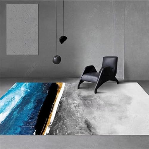 Tapis moquette 200x300cm bleu motif abstrait simple et design