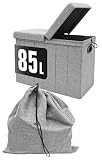 DuneDesign 85l Panier à Linge avec Couvercle & Sac à Linge 62x31 Panier à Linge avec Siège - Meuble Panier a Linge XXL Grand Panier de Rangement -Paniere Linge Sale de Bain Bac a Linge Coffre à Linge
