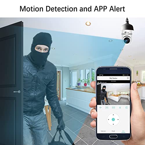 Xvim 3Mp Wireless Light Bulb Security Camera, 2.4Ghz Wifi Pan/Tilt Bulb Camera, 360° Ptz Indoor/Outdoor Camera, Night Vision & 2 Way Audio #TOP5