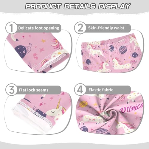 Girls Leggings Unicorn Plants Star Pink Kids Length Leggings Pants Athletic Yoga Pants Toddler Tights Trousers 4T3