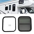 Vertical RV Window, 14" x 16"RV Trailer Window w/ Screen , Vertical Sliding Window with Trim Ring for 1-1/2" Thickness Wall Replacement Window for RV Trailer Camper Food Truck