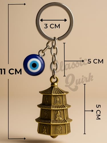 Image of Evil Eye Hooked Guardian Bell Keychain - Protective Lucky Charm Bell with Clip Hook for Bike, Car, Key & Bag | Spiritual Good Luck Talisman Gift