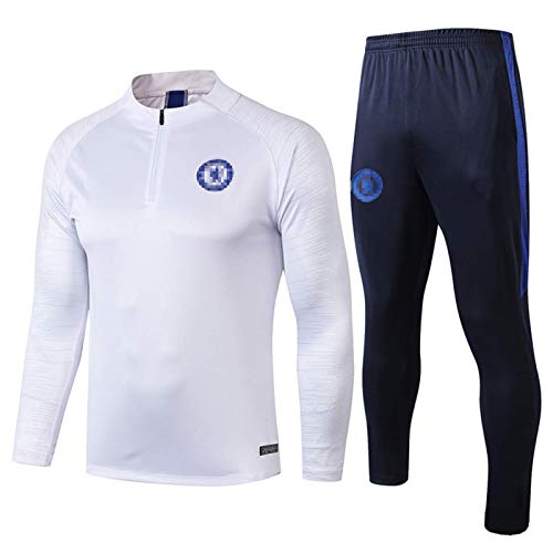 NZDY Chelseǎ Appearance Jersey Herren-Fußball-Trainingsanzug Jacke Langarm-Trainingsanzüge Top + Hose, Outdoor-Sport Alltag Herbst Und Winter Erwachsener Student,Blau/White/M Cover