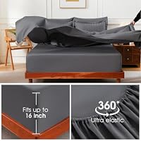 FreshCulture Comforter Set Seersucker 7 Pieces, All Season Bedding Set Queen, Bed in a Bag Comforter Set with 1 Comforter, 1 Flat Sheet, 1 Fitted Sheet, 2 Pillowcases and 2 Pillow Shams, Dark Grey — image 4