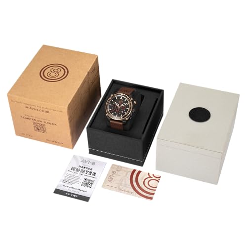 Image of AVI-8 Men's 43mm Hawker Hunter Atlas Dual Time Chronograph Watch with Leather Strap AV-4100