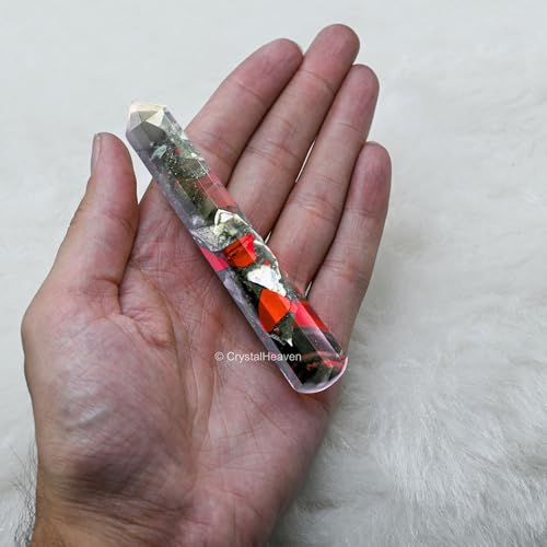 Image of African Bloodstone Crystal Wand - Pointed Crystal Wand for Energy Healing, Chakra Balancing, Meditation and Home Decor - Crystals and Healing Stones for Gift
