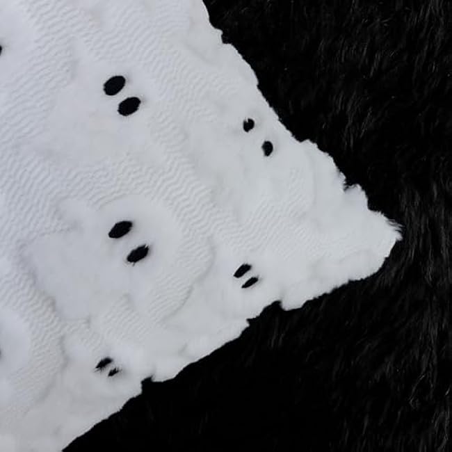 4 Pcs Halloween Ghost Decorative Pillow Covers, 18¡Á18 inches 3D White Ghost Throw Pillow Cases, Soft Plush Faux Fur Wool Couch Cushion Case for Chair Sofa Bedroom Living Room Home Decor