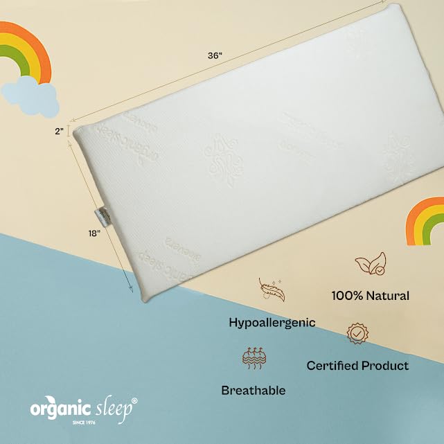Image of 100% Natural Latex Baby Mattress 36 inchx18 inchx2 inch | Lightweight Crib & Cot Mattress for Kids | Breathable, Hypoallergenic & Supportive Baby Bed with Soft Aloe Vera Knitted Cover