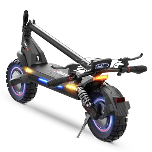 iScooter Electric Scooter, 50 Miles Long Range & 38 MPH Top Speed E-Scooter, 10' Off-Road Pneumatic Tire Escooter for Adults with Turn Signals, Double Braking Systems, APP and Storage Bag