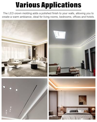Moulure décorative de plafond avec kit de moulure murale et rail LED - 7