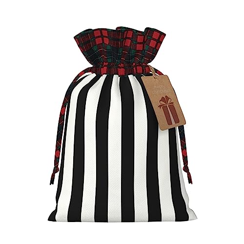 Drawstrings �N���X�}�X�M�t�g�o�b�O ���َq�o�b�O �z���f�[�p�[�e�B�[�p�M�t�g�p�i �u���b�N�ƃz���C�g�̃X�g���C�v�v�����g