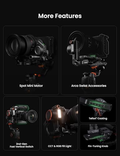 Hohem iSteady MT3 Pro estabilizador cardán de 3 ejes para cámara, rastreador de IA con luz CCT/RGB, para cámara sin espejo, bolsillo, cámara de acción/smartphone, control de pantalla táctil - Image 3
