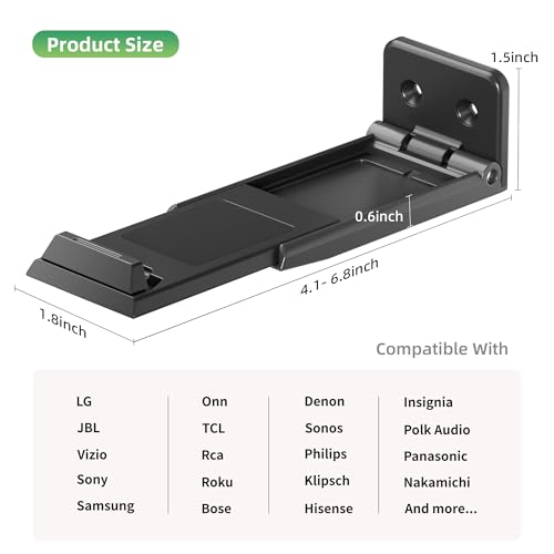 ELETIUO Soundbar Mount,Universal Dual Soundbar Wall Brackets Hold up to 30 Lbs, Adjustable & Extendable from 3.5”-6.1”,Compatible with Samsung,Vizio,Sony,Vizio,LG,JBL and More Sound Bars,Black - Thumbnail 5