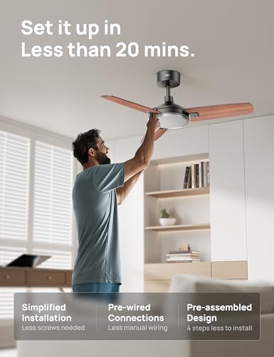 Dreo Ceiling Fans with Lights, 42 Inch, 6 Speeds, 6-Level Dimmable, 5CCT, Quiet, Remote Control Reversible DC Motor, Quick-install, 8H Timer, Black Ceiling Fan for Bedroom, Indoor, Living Room thumbnail 7