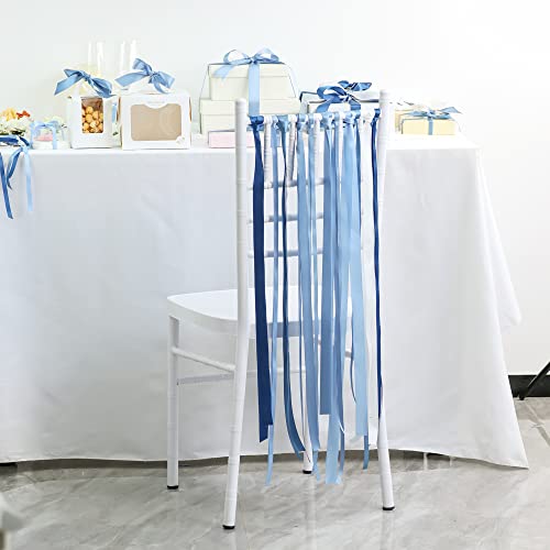 Huihuang Dusty Blue Ribbon Set Double-Faced Satin Ribbon 1 Inch Dusty Blue Wedding Ribbons For Flower Bouquet Wedding Bridal Shower Baby Shower Decor Hairs Gift Wrap Crafts- 6 Color X 5 Yards Each #TOP4