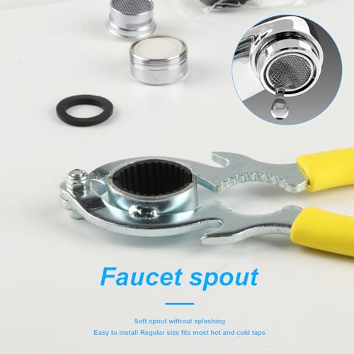 QBXMY7 6 Pcs Faucet Aerator Removal Wrench Tool, Incl 2 x Sink Faucet Bubbler Aerator Wrenches Kit + 4 x M24 Aerator for Sink Faucet, Faucet Aerator Disassembly Wrench Tool Kit Repair Spanner Tool