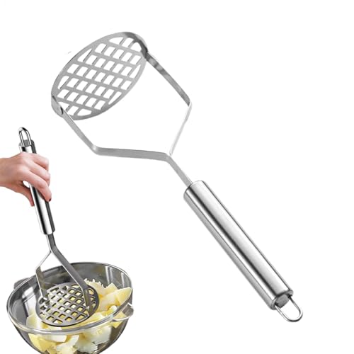 Prensaapuré Manual De Acero Inoxidable, Utensilio De Puré Robusto | Gadget De Cocina, Exprimidor De Papas Para Frijoles, Verduras, Frutas Y Carne, Perfecto Para Resultados De Puré Lisos