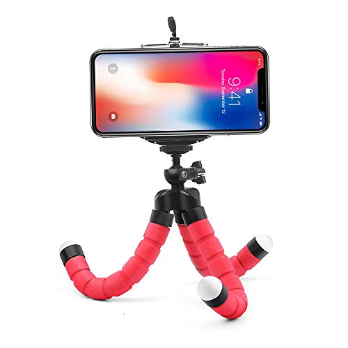 hegehof Stativ Handystativ Mini Smartphone Kamera Foto Video Tablet Ständer Dreibein Verstellbar Klemmbar 360° (Rot) Cover