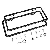 Amazon Basics Matte Aluminum License Plate Frame Pair with Screw Caps - 2-Hole, 12.2'' x 6.3'',...