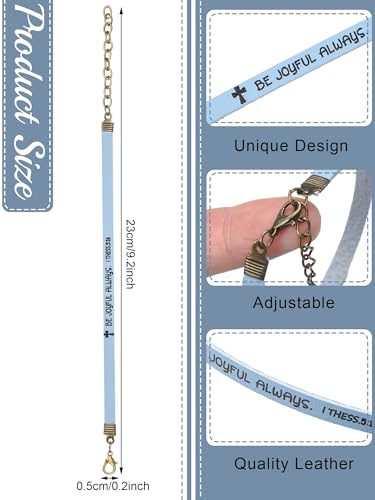 Image of Sureio 15 Pcs Christian Gift Bracelets for Women Men Inspirational Leather Religious Bible Verse God Faith Scripture Bracelet