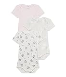 Dieses Set besteht aus drei Baby-Mädchen-Kurzarmbodys aus Baumwolle. Es vereint einen mit Blumen bedruckten Body mit einem gepunkteten und einem in Uni gehaltenen Body. Die raffinierte Verarbeitung mit Picotkante sowie die kleine Schleifenapplikation, die den geblümten Body ziert, runden das Design ab. Praktische Details wie der US-Ärmelansatz und die Druckknöpfe im Schritt erleichtern das An- und Ausziehen. Diese ausgesprochen schicken und niedlichen Baby-Mädchen-Bodys sollten in keiner Babyausstattung fehlen.