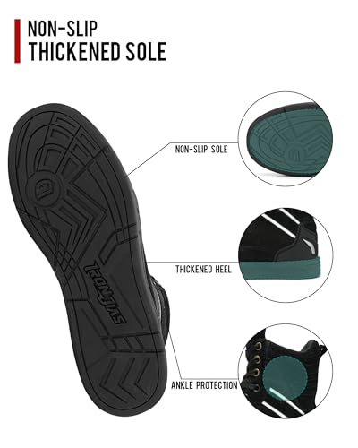 BORLENI Motorradschuhe Herren Motorradstiefel Männer lässige atmungsaktive Leder motorrad sneaker reissverschluß mit Schaltpolster, Rutschfeste Sohle(Schwarz, 43) – Bild 5