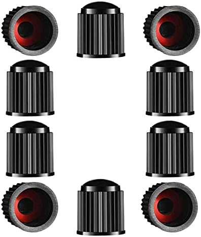 Tire Valve Caps, Universal Stem Covers with O Rubber Ring for Cars, SUV, Bike and Bicycle, Trucks, Motorcycles, Screw-On, Airtight Seal (16pcs/Black)
