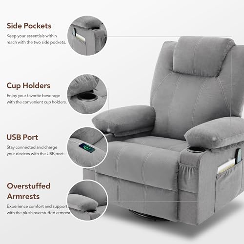 Sillón eléctrico reclinable con pantalla y puerto USB miniatura 4