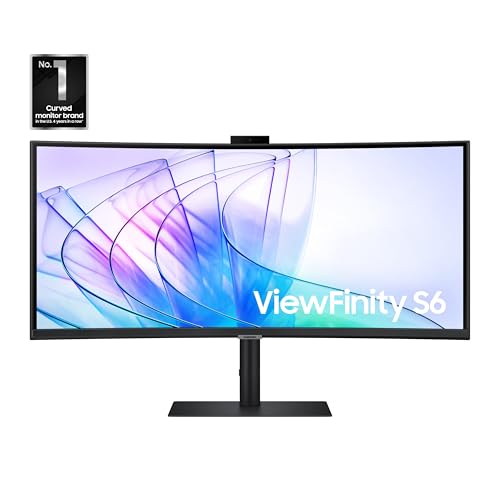 Image of Samsung 34-Inch ViewFinity S65VC Series Ultra-WQHD Curved Computer Monitor, 100Hz, AMD FreeSync, HDR10, USB-C, Built-in Speaker, Camera, KVM Switch, Eye Care, Eco-Packaging, LS34C650VANXGO, Black