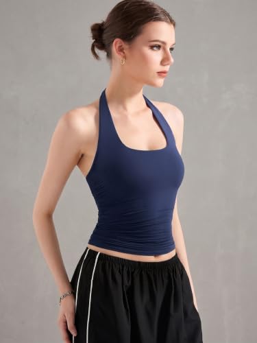 Image of Nexsus Apparels Women's Halter Neck Crop Top| Sleeveless Squre Neck Fitted Cami Top | Casual Wear Top | Available in Plus Sizes