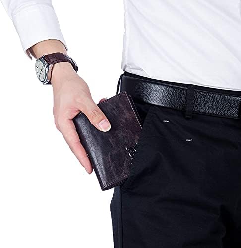 Bullcaptain Large Capacity Genuine Leather Bifold Wallet/Credit Card Holder for Men with 15 Card Slots QB-027 (Purple)