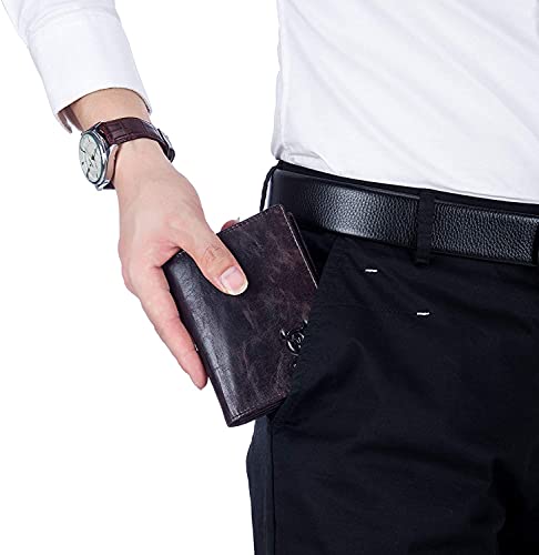 BULLCAPTAIN Large Capacity Genuine Leather Bifold Wallet/Credit Card Holder for Men with 15 Card Slots QB-027