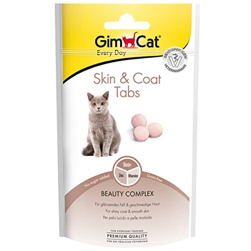 GimCat Skin & Coat, comprimidos - Con biotina, zinc y vitaminas - Complejo de belleza para una piel suave y un pelaje brillante - Pack de 8 (1 x 40 g)