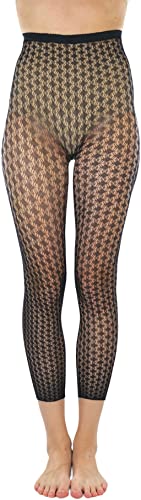 Image of ToBeInStyle Women's Single Floral Lace Fishnet Tights Footless & Stirrup Design