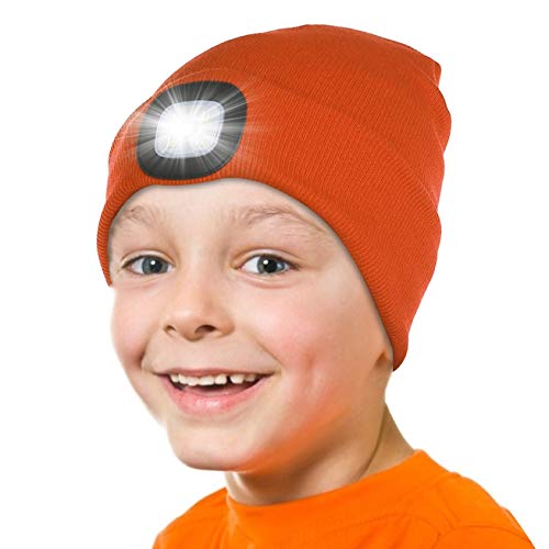 Tutuko Unisex LED Beanie with Light for Kids, Winter Knitted Hat for Boys Girls